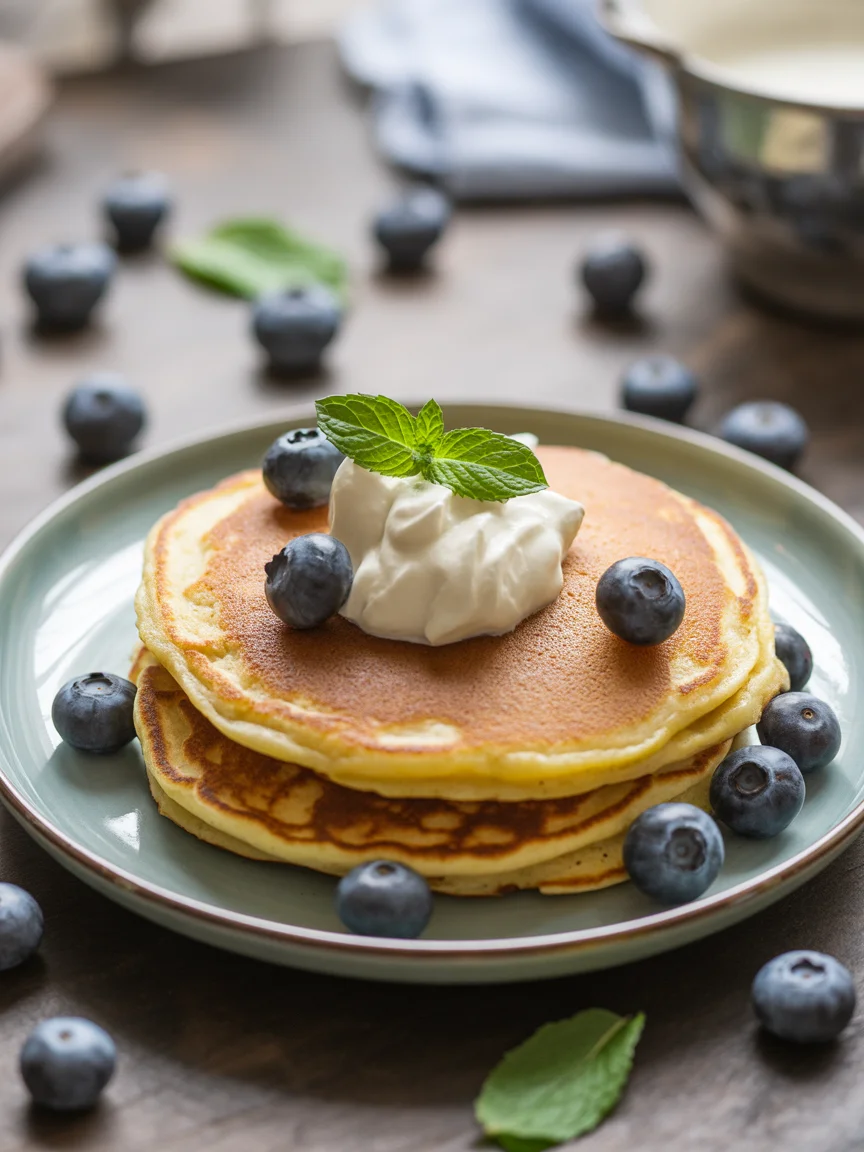 Fluffy Ricotta & Blueberry Pancakes Delight